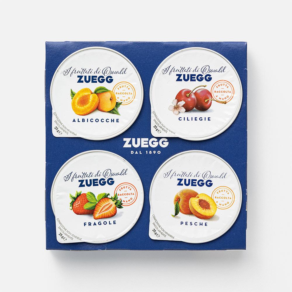 фото Ассорти zuegg из конфитюра, черешня, персик, абрикос, клубника, 4x25 г