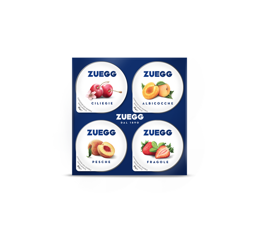 Ассорти Zuegg из конфитюра, черешня, персик, абрикос, клубника, 4x25 г