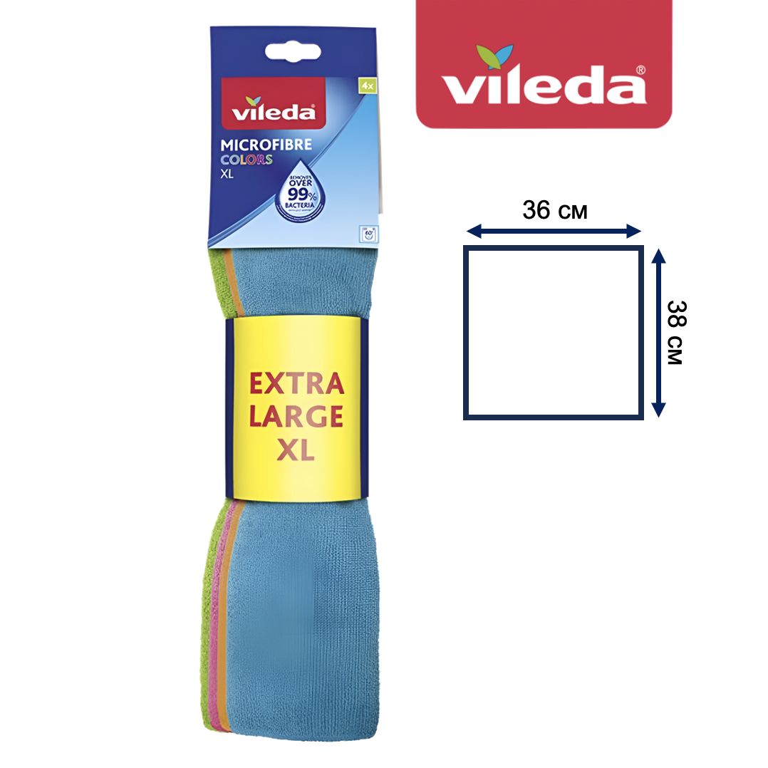 

Салфетки для уборки Vileda Colors XL 138590ММ 4 шт, Colors XL