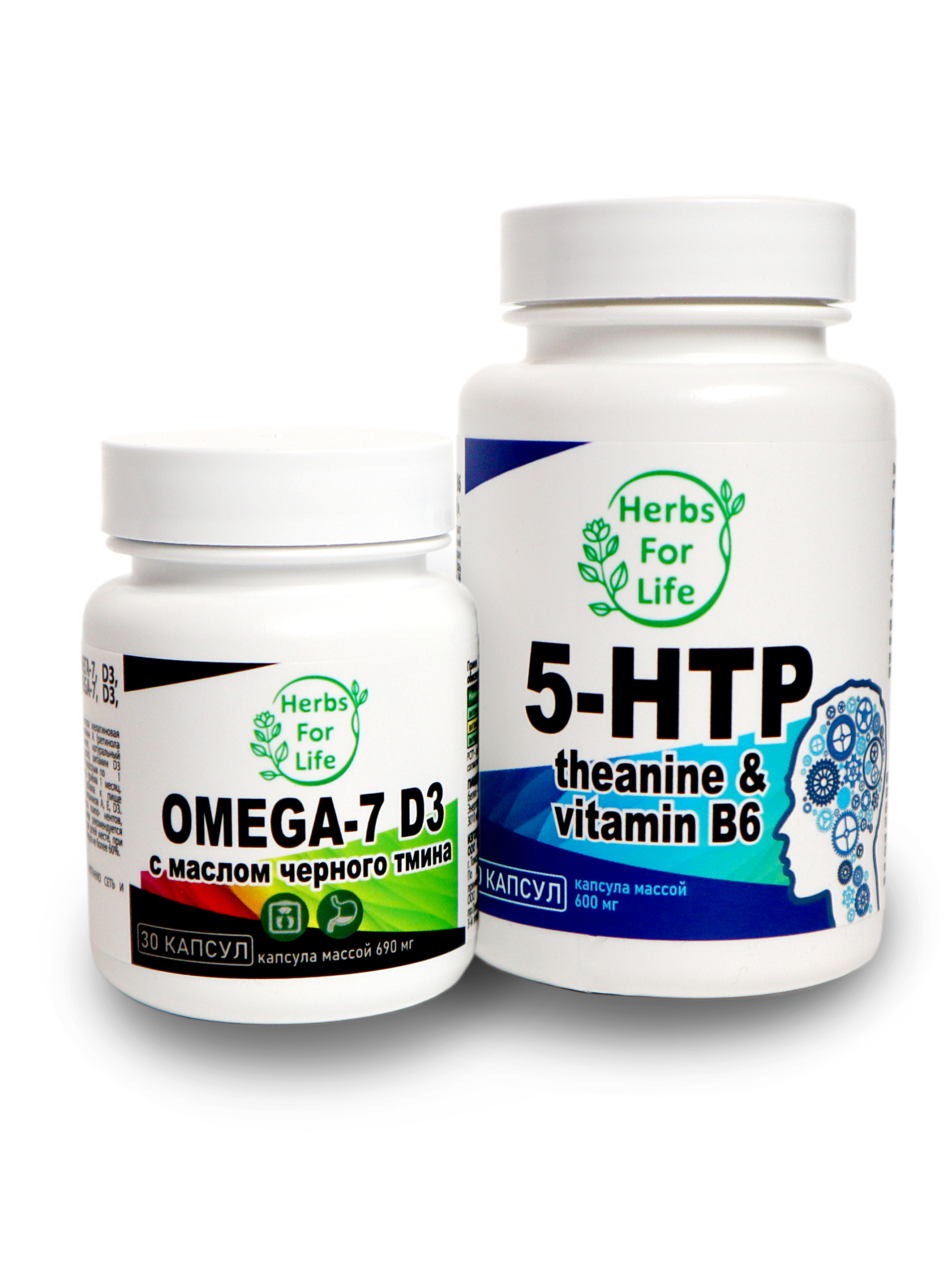 Купить Herbs For Life Omega-7 D3 Black Cumin капсулы 690 мг 30 шт. + 5-HTP капсулы 600 мг 60 шт.