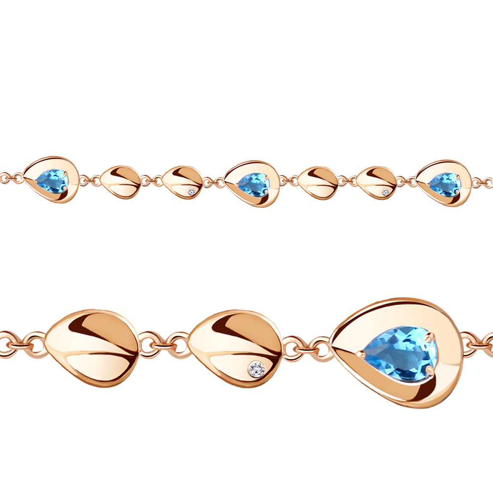 

Браслет из серебра р. 20 AQUAMARINE 7450105А_925_з, 7450105А_925_з