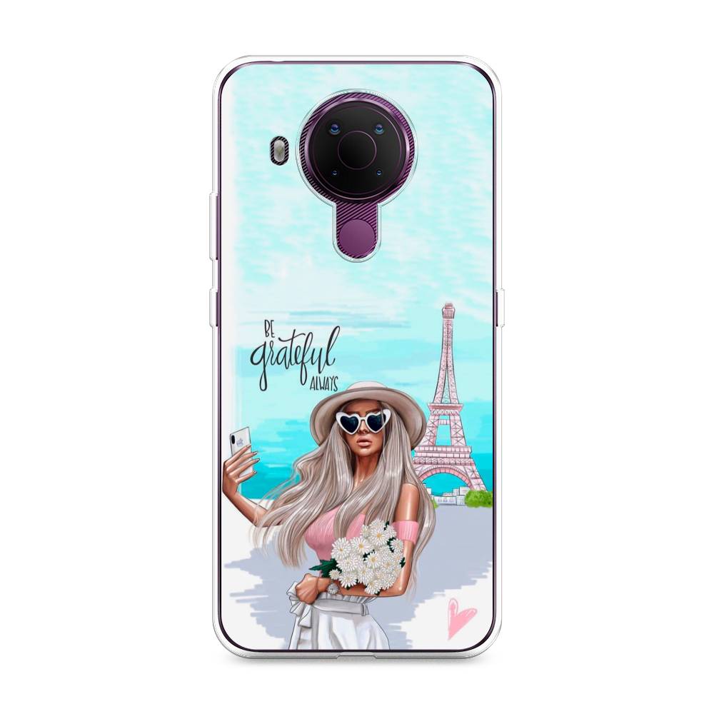 

Чехол на Nokia 5.4 "Селфи Париж", Голубой;бежевый, 123650-6