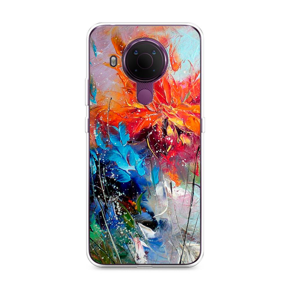 

Чехол на Nokia 5.4 "Абстрактные цветы", Оранжевый;синий, 123650-4