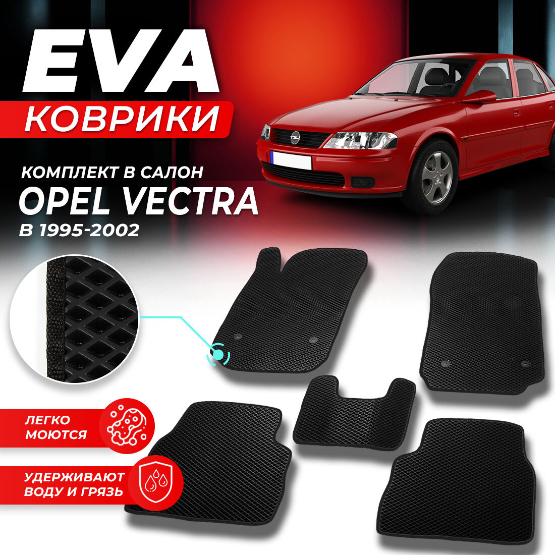 

Комплект ковриков DreamCar Technology Opel Vectra B 1995-2002 черный, Technology-комплект