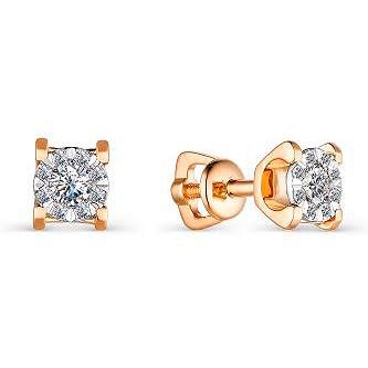 

Серьги с 18 бриллиантами из красного золота Алкор 23420-100, 23420-100