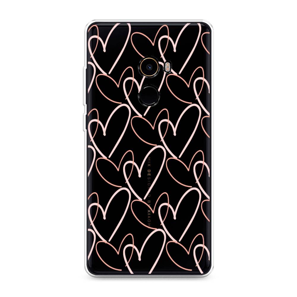 

Чехол на Xiaomi Mi Mix 2 "Узор из сердечек", Розовый;бежевый, 32550-6