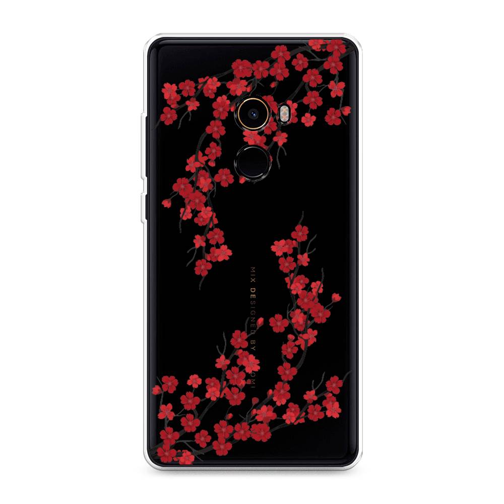 

Чехол на Xiaomi Mi Mix 2 "Красная сакура", Красный;черный, 32550-2