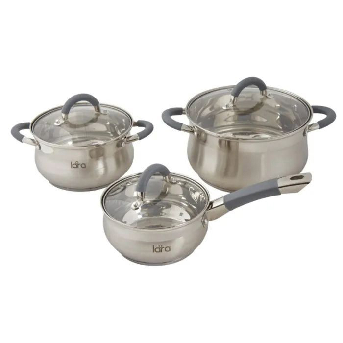 LR02-95 Набор посуды LARA Bell PROMO кастрюли 2.6л, 4.7л +ПОДАРОК внутри упаковки - Сотейн