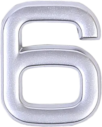 Цифра «6» самоклеящаяся 40х32 мм пластик цвет матовое серебро