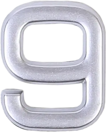 Цифра «9» самоклеящаяся 40х32 мм пластик цвет матовое серебро