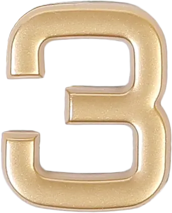 Цифра «3» самоклеящаяся 40х32 мм пластик цвет матовое золото