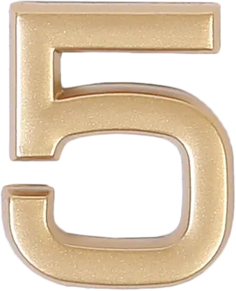 Цифра «5» самоклеящаяся 40х32 мм пластик цвет матовое золото прописи пишем буквы и цифры