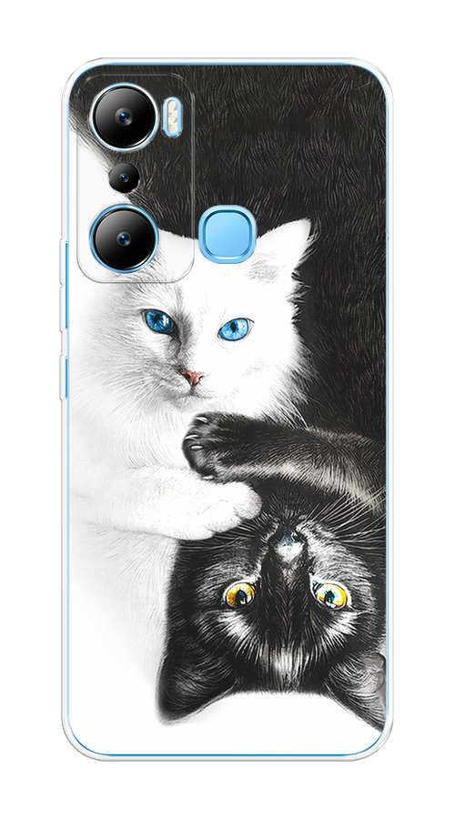 

Чехол на Infinix HOT 20i "Коты Инь-Янь", Черный;белый;голубой, 3102950-1