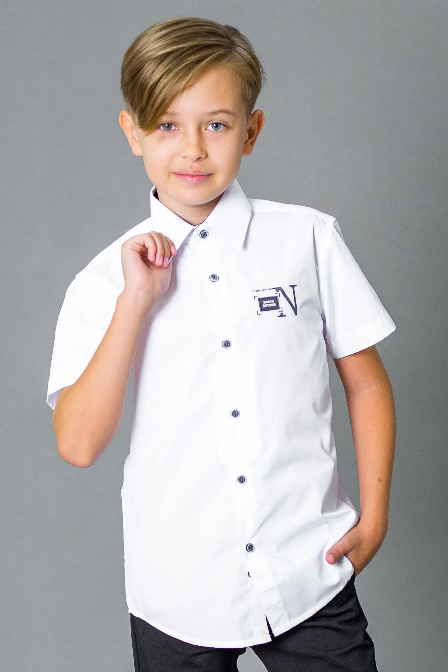 

Рубашка детская Deloras C71238S, белый, 146, C71238S