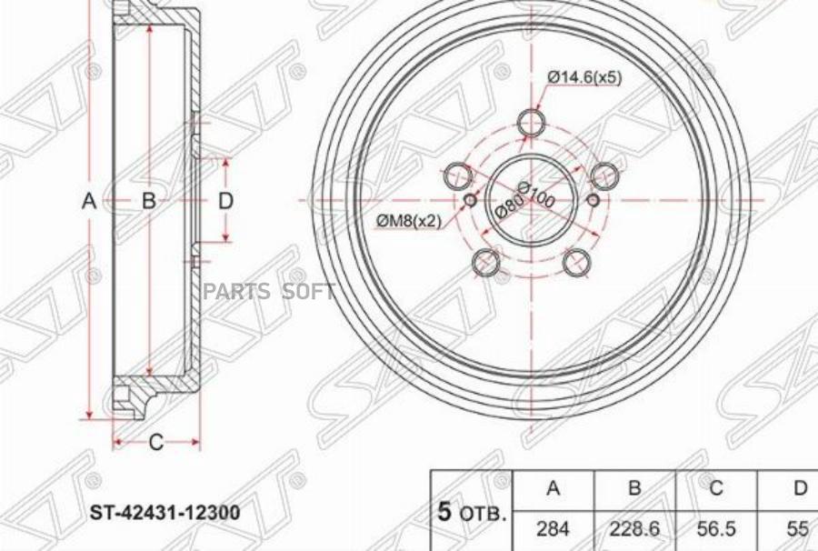 SAT Барабан тормозной зад TOYOTA PREMIO/ALLION ZRT26#