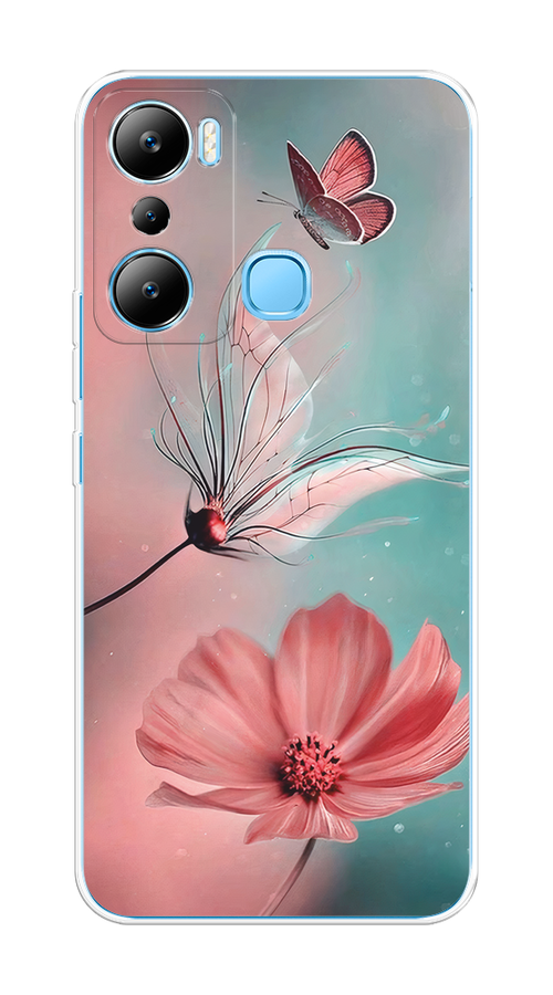 

Чехол на Infinix HOT 20i "Бабочка и цветок", Голубой;розовый, 3102950-1