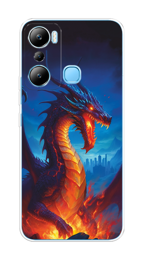 

Чехол на Infinix HOT 20i "Дракон над лавой", Оранжевый;коричневый;синий, 3102950-1