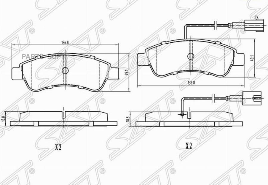 

Колодки Тормозные Зад Peugeot Boxer 06- (2 Датчика Износа) Sat St-1614412180