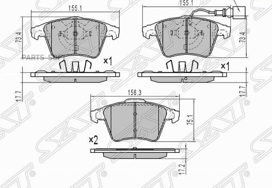 

Колодки Тормозные Перед Vw Touareg 02- (Один Датчик Износа) SAT ST7L6698151B