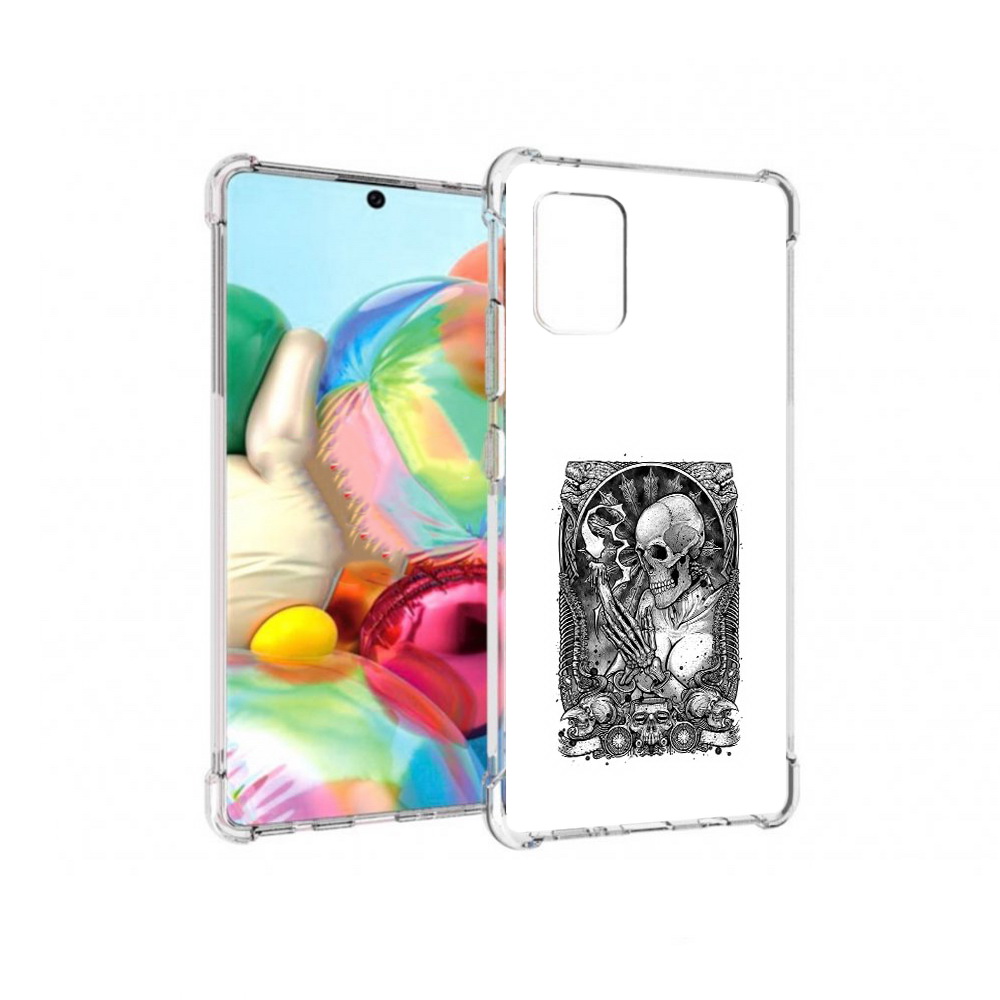 

Чехол MyPads Tocco для Samsung Galaxy A71 девушка скелет (PT226912.529.316), Прозрачный, Tocco