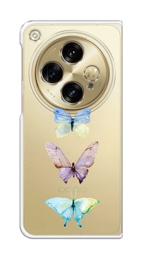 

Чехол на Oppo Find N3/OnePlus Open "Акварельные бабочки", Бирюзовый;розовый, 154350-1