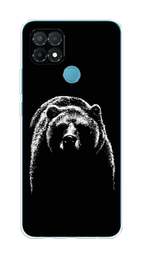 

Чехол на Oppo A15/A15s "Медведь в ночи", Белый;черный, 255650-1