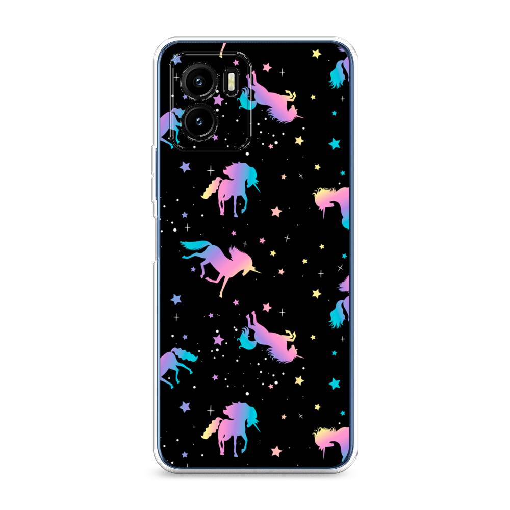 

Чехол для Vivo Y15s "Единороги градиент", Черный;розовый;голубой, 265650-1