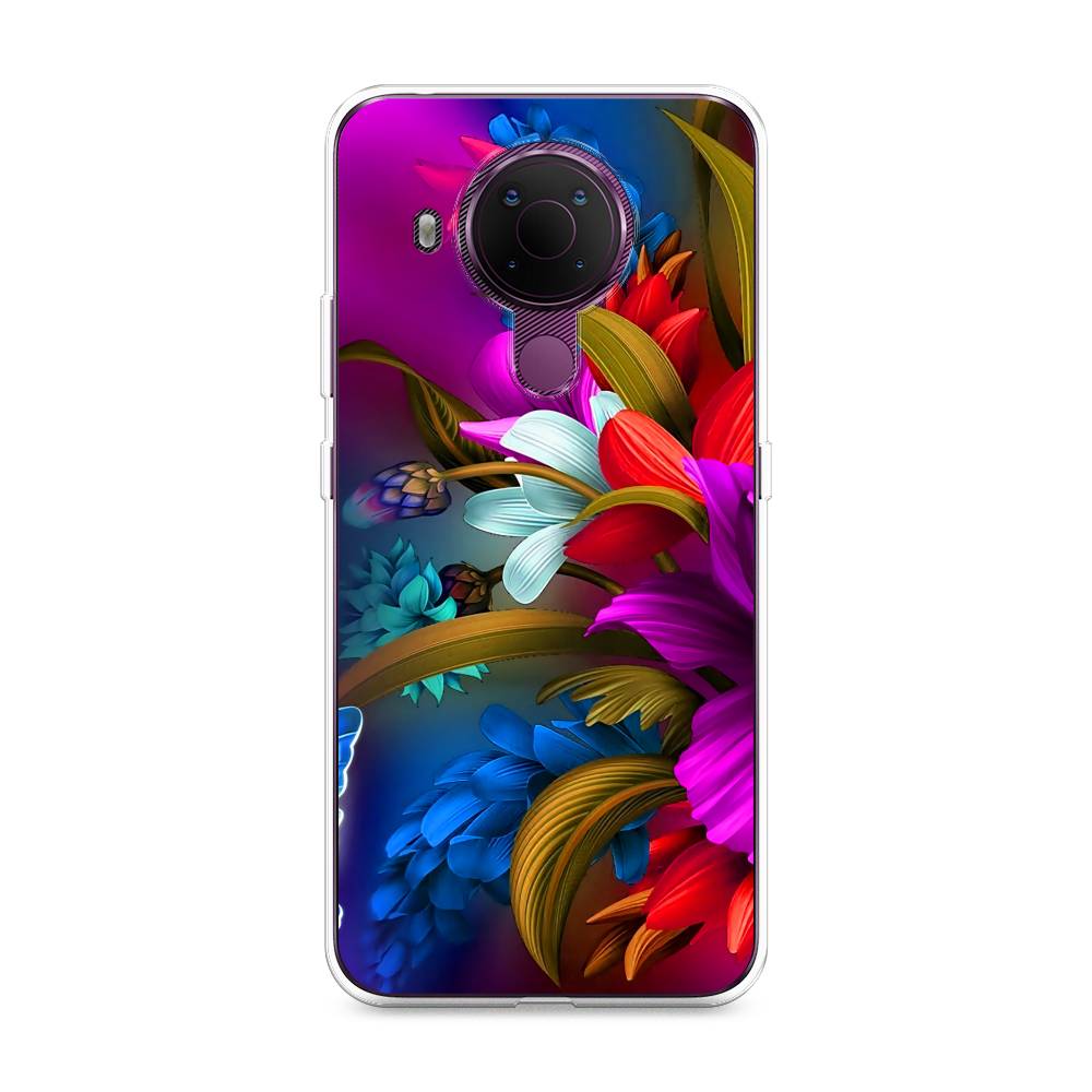 

Чехол на Nokia 5.4 "Фантастические цветы", Фиолетовый;красный;синий, 123650-2