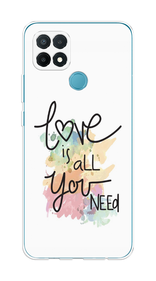 

Чехол на Oppo A15/A15s "Love is all you need", Белый;черный;зеленый, 255650-1