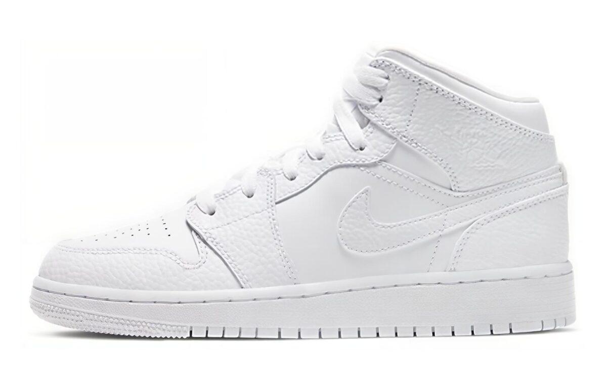 

Кеды унисекс Jordan Air Jordan 1 Mid GS белые 36.5 EU, Белый, Air Jordan 1 Mid GS