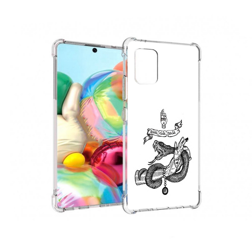 

Чехол MyPads Tocco для Samsung Galaxy A71 змея на руке рисунок (PT226912.529.366), Прозрачный, Tocco