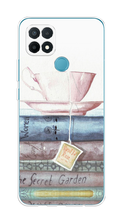 

Чехол на Oppo A15/A15s "Книжное чаепитие", Желтый;розовый;белый, 255650-1