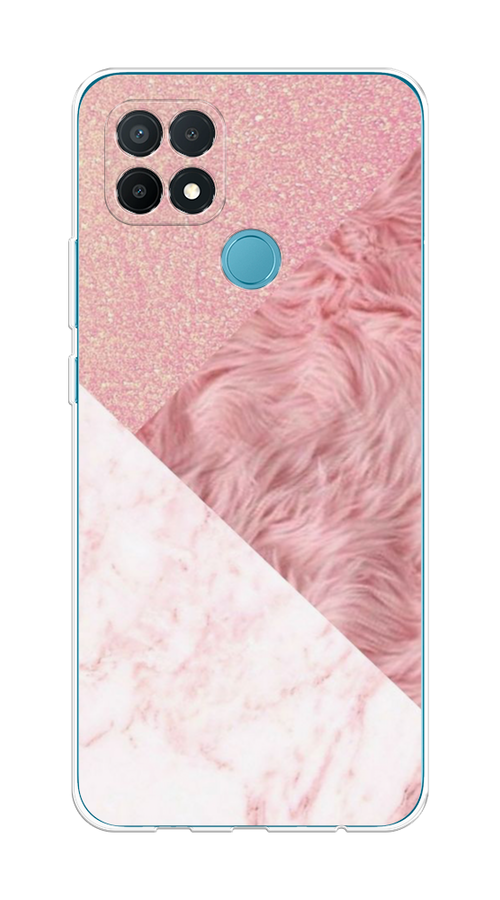 

Чехол на Oppo A15/A15s "Текстурные треугольники", Розовый;белый, 255650-1