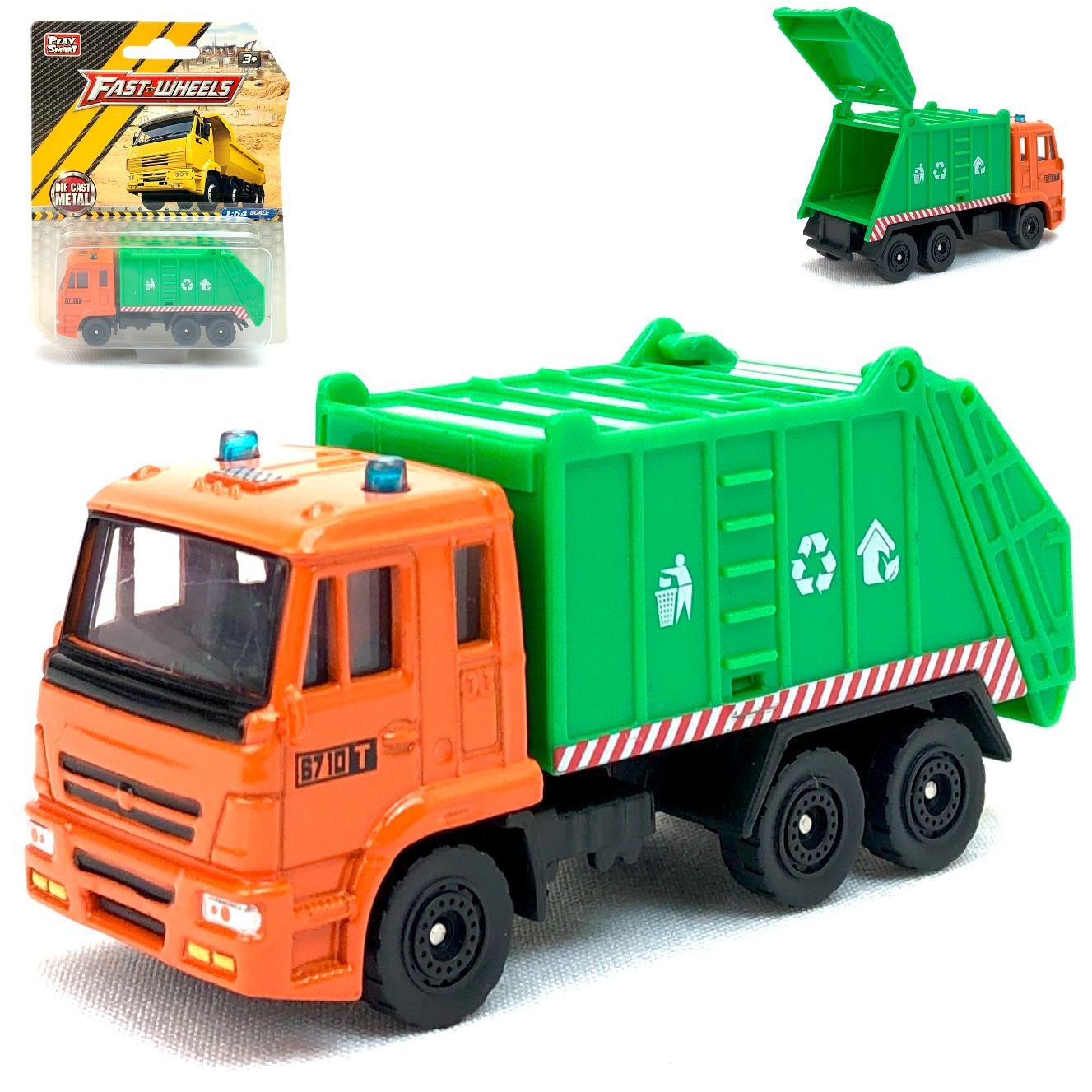 Металлическая модель машины PLAYSMART Мусоровоз оранжевый 109773 bruder мусоровоз оранжевый scania