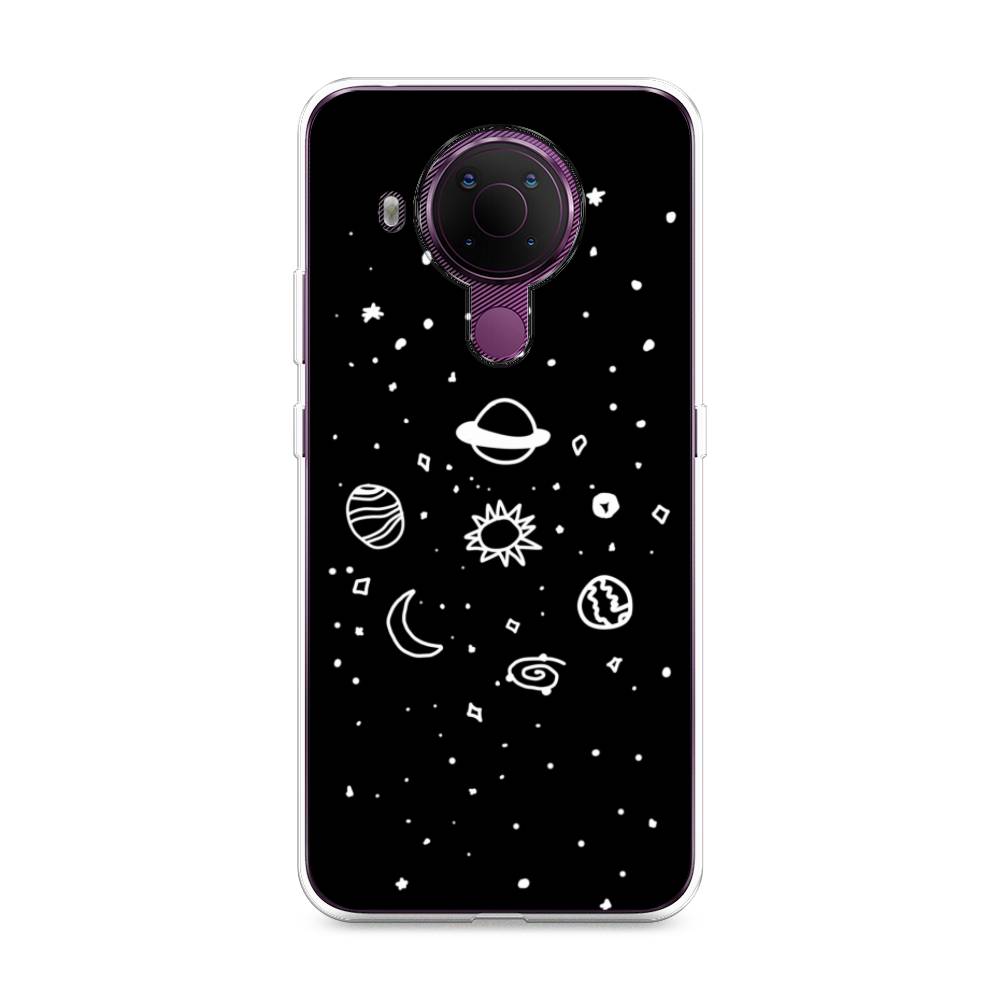 

Чехол на Nokia 5.4 "Дудл солнечной системы", Бежевый;серый, 123650-2
