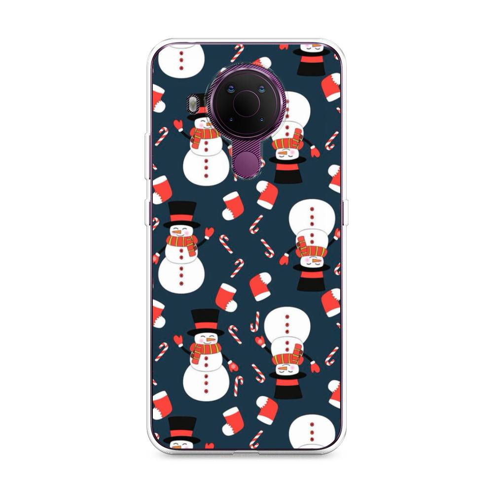 

Чехол на Nokia 5.4 "Синие снеговики", Синий;белый;красный, 123650-5