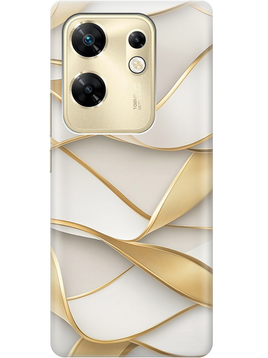 

Силиконовый чехол на Infinix Zero 30 4G с принтом "Волны из золота", Прозрачный;белый;золотистый, 778687931