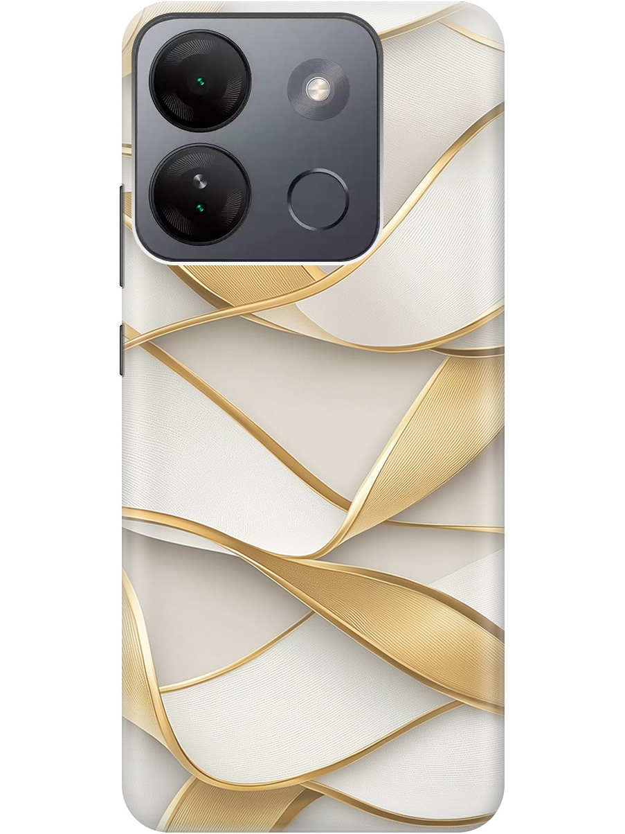

Силиконовый чехол на Infinix Smart 7 HD с принтом "Волны из золота", Прозрачный;белый;золотистый, 769392031