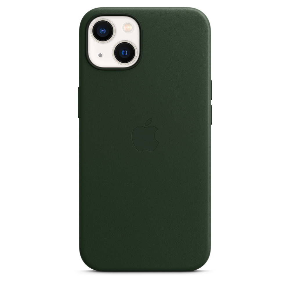 фото Чехол apple для iphone 13 leather case magsafe sequoia green (mm173ze/a)