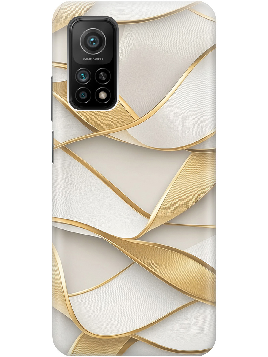 

Силиконовый чехол на Xiaomi Mi 10T/10T Pro с принтом "Волны из золота", Прозрачный;белый;золотистый, 724124331