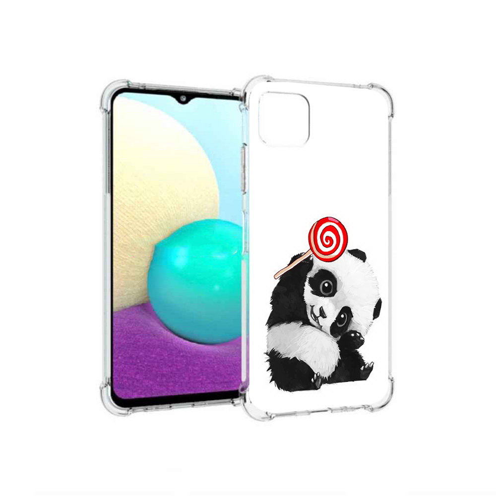 

Чехол MyPads Tocco для Samsung Galaxy A22 панда с леденцом, Прозрачный, Tocco