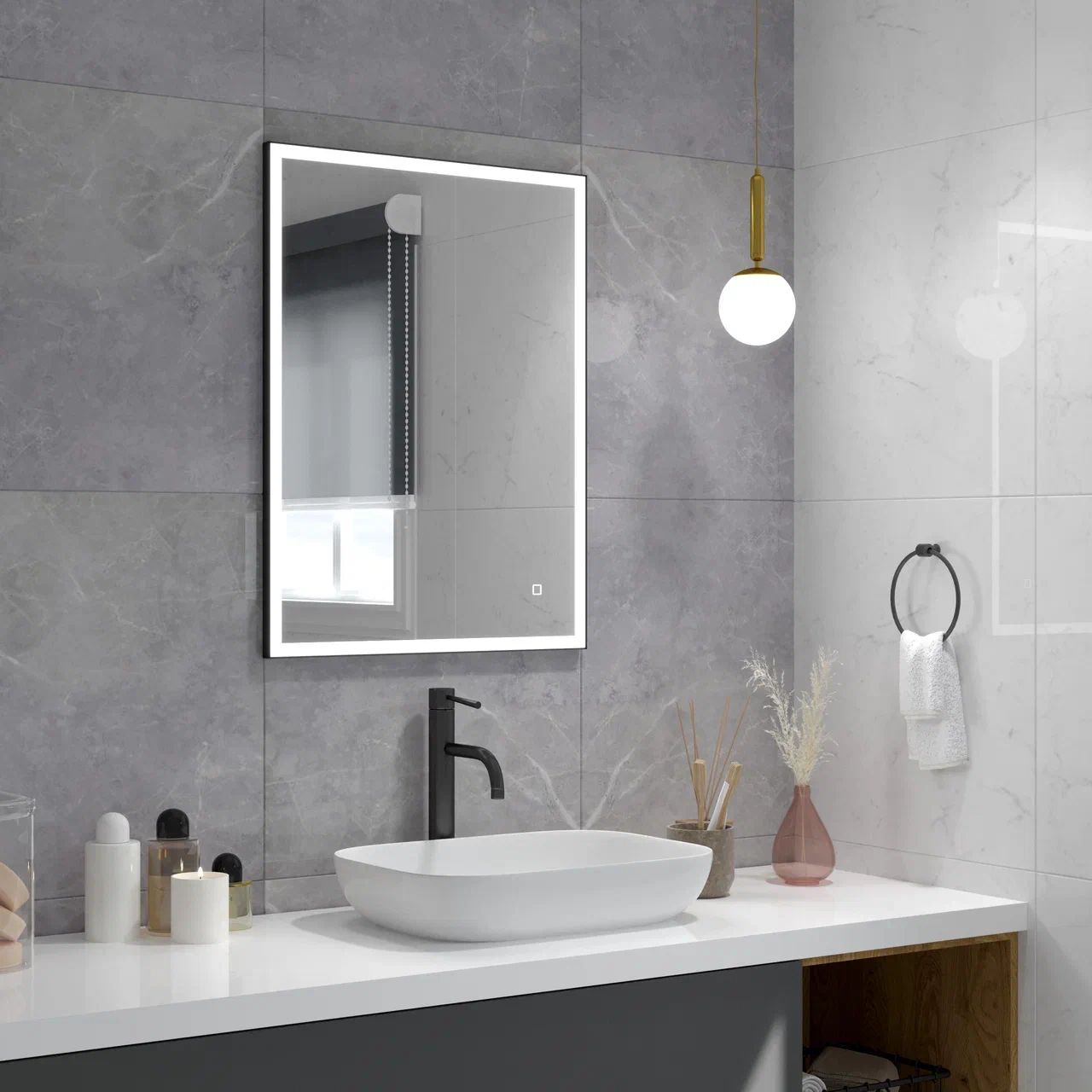 Зеркало для ванной с LED подсветкой, сенсором, Reflection Twist 600х800 брелок с яркой подсветкой