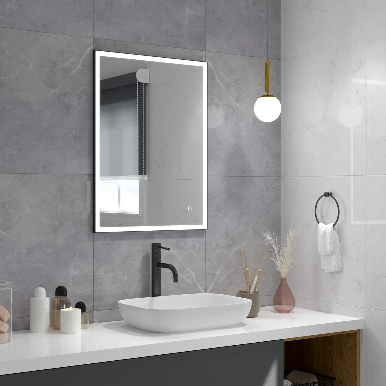 Зеркало для ванной с LED подсветкой, сенсором, Reflection Twist 600х800