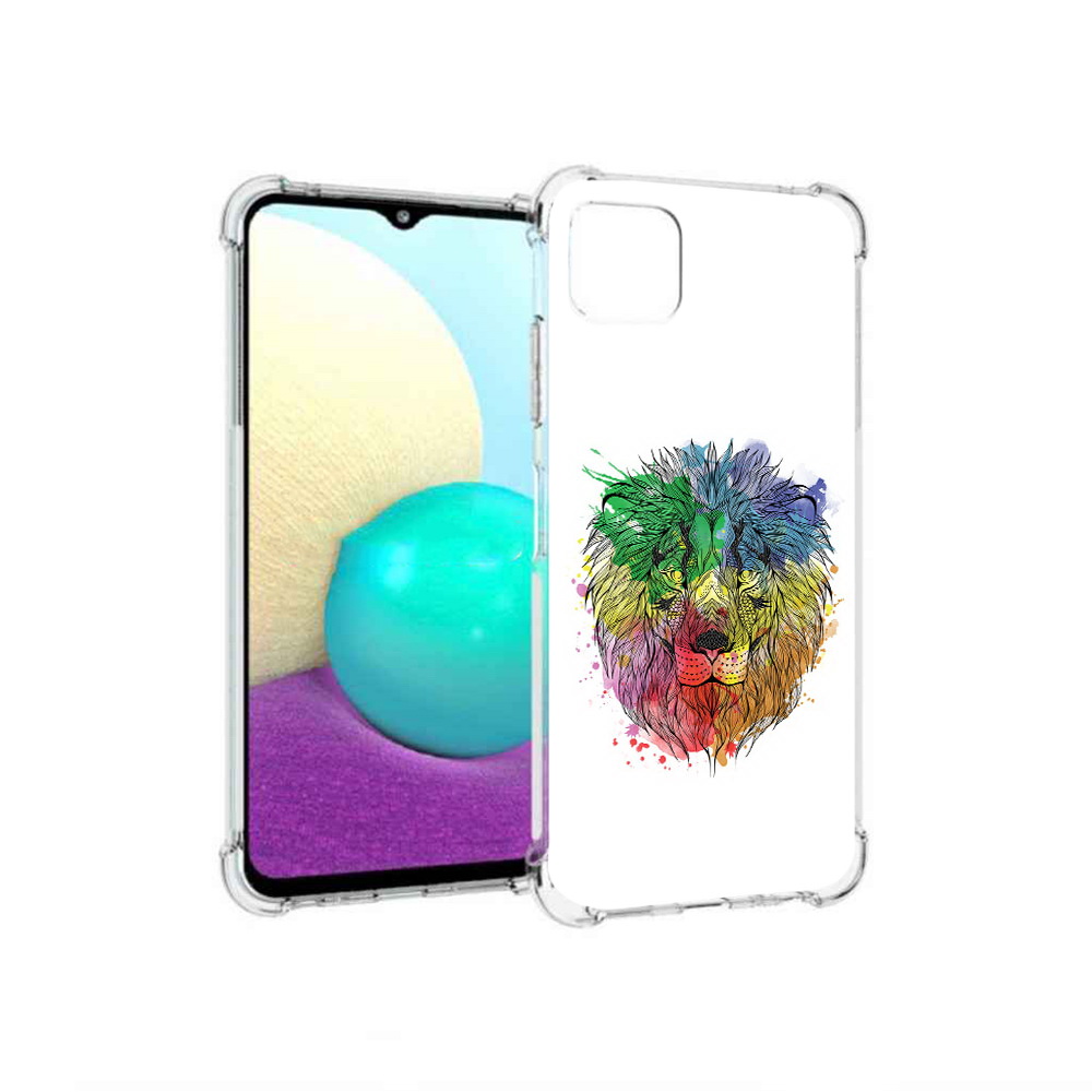 

Чехол MyPads Tocco для Samsung Galaxy A22 разноцветный гордый лев, Прозрачный, Tocco
