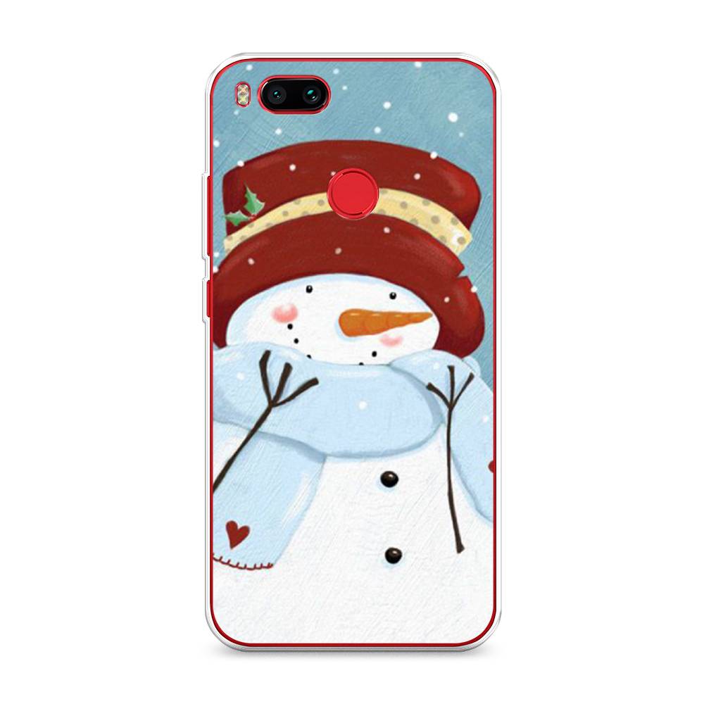 

Чехол на Xiaomi Mi A1"Застенчивый снеговик", Голубой;белый;красный, 32650-5