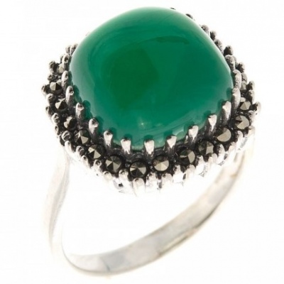 

Кольцо с хризопразами и марказитами из серебра р. 19,5 Марказит HR884, HR884