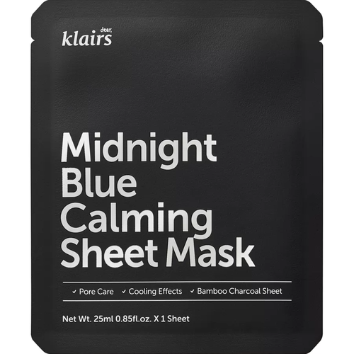 Набор масок для лица тканевых Dear, Klairs Midnight blue calming sheet mask, 3шт*25мл