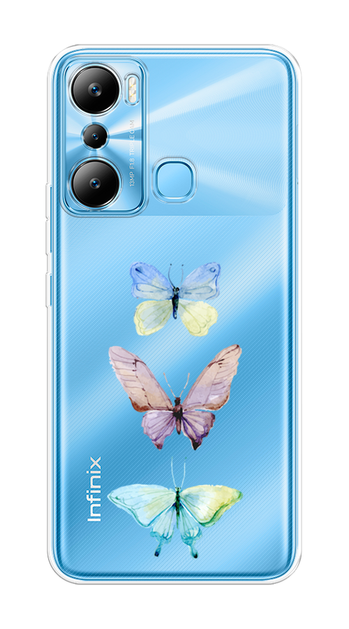 

Чехол на Infinix HOT 20i "Акварельные бабочки", Бирюзовый;розовый, 3102950-1