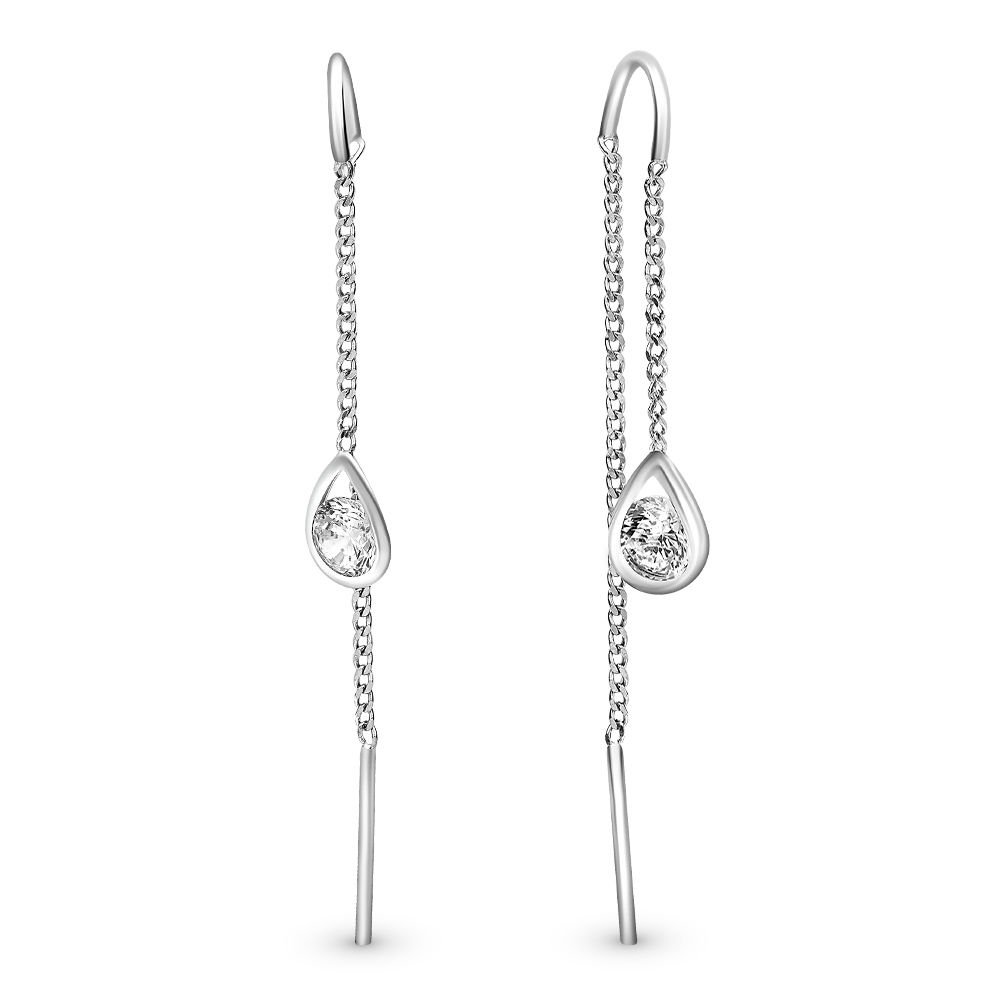 

Серьги продевки из серебра 585Gold 702005806, фианит, 702005806
