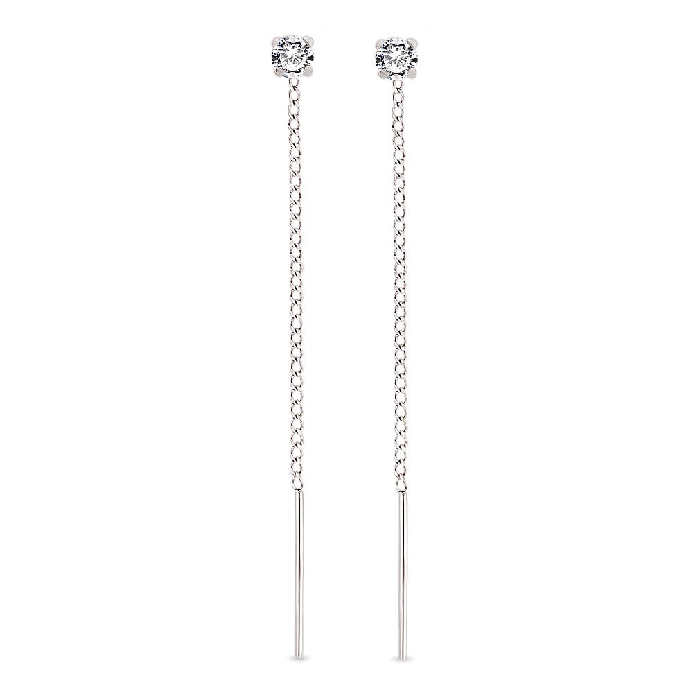 

Серьги продевки из серебра 585Gold 702005460, фианит, 702005460